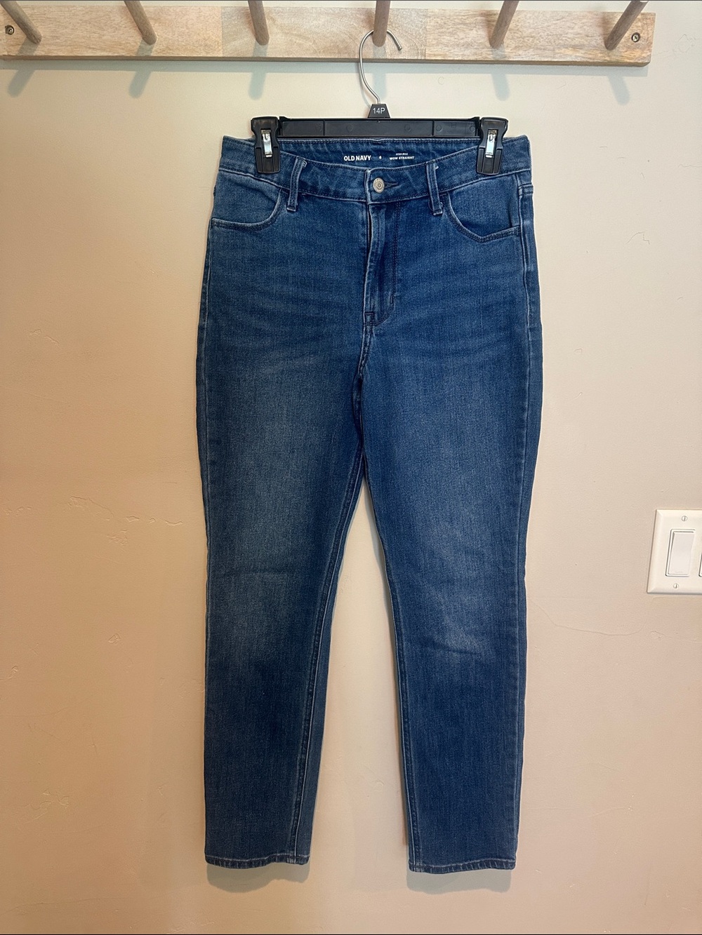 Old Navy High-Rise Slim Straight Dark Blue Jeans